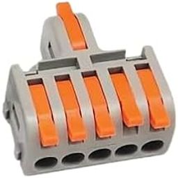 PC POWER CONNECT 1 in 5 Out Quick Wire Connector, 222 Series Cage Clamp Quick Wire Connector, Orange & Grey, Copper, Effortless Electrical Connectors (10)-picture-4