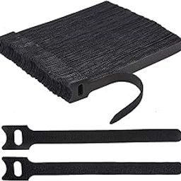 Liandasheng 100 x Black Adjustable Reusable Hook and Loop Cable Ties Straps-6