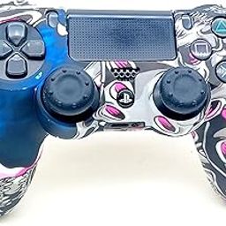 TMG Ps4 Controller Silicone Protective Skin Case Cover Anti-Slip Protector Case with Matching Thumb Grips Theme for PS4 Controlle-Graffiti Skull-18