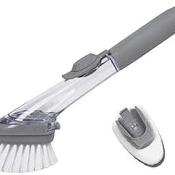 Goshti Enterprise Automatic Liquid Tank Kitchen Utensils Sink Cleaning Brush Scrubber | Dish Bowl Washing Brush with Refill Liquid Soap Dispenser Handle Sponge-image-52