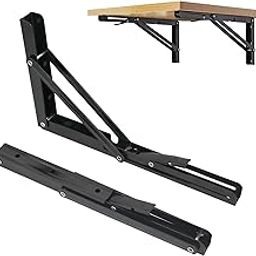 Folding Shelf Brackets 16 inch,Folding Brackets Heavy Duty Max.Load 410lb,DIY Space Saving Wall Mounted Folding Table,Pack of 2-picture-18