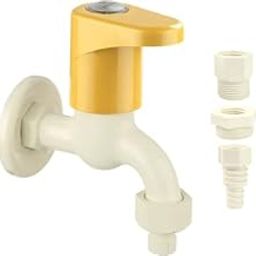 PTMT Long Bib Cock with Multi-Utility Nozzle & Flange – Yellow & White, Leak-Proof & Durable Water Tap for Kitchen & Bathroom-image-61