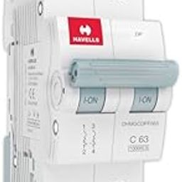 Havells DHMGCDPF063 PVC Plastic 63A MCB DP C Curve (White)-0