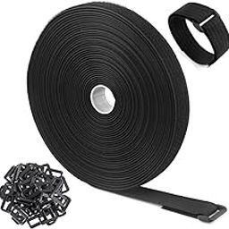 Onprix 5M Velcro Straps Adjustable with 25 Buckles, Velcro Nylon Heavy Duty Nylon Hook and Loop Straps for Fastening Securing, Reusable Cut-to-Length Molle Cable Straps for Organizer or Storage-Black-image-10