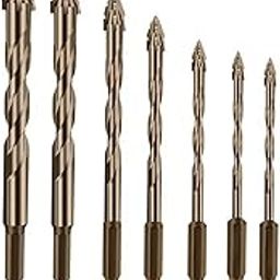 Serplex® 7Pcs Alloy Steel Carbide Drill Bits for Ceramic Tiles, Ceramic, Glass, Marble, Concrete, 3/4/5/6/8/10/12mm High Impact 4-Edge Sawtooth Power Drill Bits Hex Shank Hole Opener Drill Bit-26