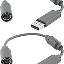 Jedihra 2 Pack Replacement Dongle USB Breakaway Cable for Xbox 360 Wired Controllers, Extension Adapter Cable for Xbox 360 - Grey-61