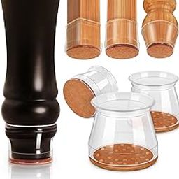 4 Pcs Silicone Chair Leg Floor Protectors, Premium Felt Furniture Pads for Hardwood Floors, Sliders, Stool Protectors Cap to Avoid Noise and Scratches (Clear, Large)-17