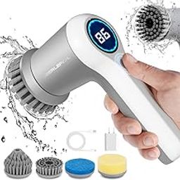 Electric Spin Scrubber, Power Scrubber Cordless Electric Shower Scrubber for Cleaning with LED Display, for Bathroom, Tub, Kitchen Stove, Tile Grout with 4 Brush Heads-image-37