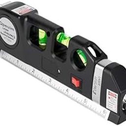 WICHARSH Multipurpose ABS Laser Level Line Tool Kit | Standard Cross | leveler Beam with Metric Rulers 8ft/2.5M for Picture Hanging cabinets Tile Walls (Black)-image-23
