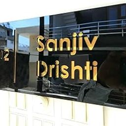 Vectopic? Customized Self Adhesive Name Plate | Black & Gold Engraving Sheet with Vinyl Lettering| With Font Plate color Options | Name Plate For Home, Office & Outdoor Entrance 30x15 Cm | Color -Black-image-65