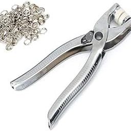 ikis Grommet Eyelet Hole Punch Pliers with 100 Grommets Metal Eyelets in Silver for Manufacturing, DIY Sewing Buttons Set for Clothing Sewing& Crafting Revat Machine-18