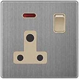 VMAX Stainless Steel 15A with Neon Switch Socket (Golden)-image-17