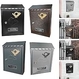 Wall Mount Mailbox Office Locking Mailbox with Key Outdoor Business Drop Box Black-10