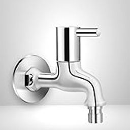BROMET Full Brass Washing Machine Bib Cock Tap Faucet with Wall Flange - Dixy | Chrome Finish | Wall Mounted - Silver (Pack of 1)-picture-3