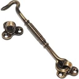 RISEOM Brass Heavy Gate Hook and Eye/Window Hook for Double Doors Gates/Windows(Flower Eye) (Pack of 4, Antique-6 inch)-picture-12