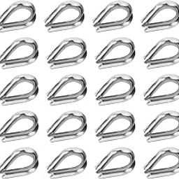Yinpecly M4 Wire Rope Cable Thimbles 304 Stainless Steel Thimble, Fit for 4mm(0.16inch) Dia Wire Rope Cable Thimbles Rigging, 25Pcs-image-22