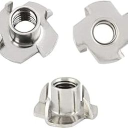 Tee Nut Mild Steel Zinc Plated | Four Claws Furniture Nut, Wood T-Nut (M8, Pack Of 25)-image-11