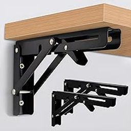VDNSI Folding Shelf Brackets Heavy Duty Metal Collapsible Shelf Bracket DIY Wall Mounted Foldable Shelf Bracket Hinge Wall Mounted Space Saving for Bench Table (20 CM, 2)-10