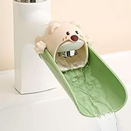 Water Faucet Extender U-Channel Water Tap Faucet Extender Spout Universal Clip-on Cartoon Baby Hand Washing Water Spout Extender, No Installation Toddler Sink Extender, Green-20
