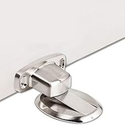 Brienstripe Magnetic Door Stopper, Stainless Steel Door Holder with Double Sided Adhesive Tape or Hardware Screws, Morden Design Heavy Duty Steel Door Stop for Home & Office. (Silver)-image-21