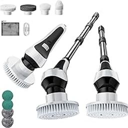 Electric Spin Scrubber,Cordless Cleaning Brush with Power Display Screen,IP68 Waterproof Shower Cleaning Brush with 8 Replaceable Brush Heads,Adjustable & Detachable Handle and 2 Adjustable Speeds-image-40
