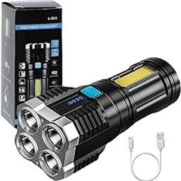 BANSI creatives 4-core Super Bright Flashlight LED Torch Strong Light USB Rechargeable Outdoor Multi-Function Lamp Tactical Camping Searchlight COB Light-image-107