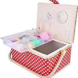 Handmade Sewing Box, Handmade Convenient Fabric Craft Sewing Basket Portable for Girls for Women for Sewing Organizer for Cloth Sewing Storage-picture-16
