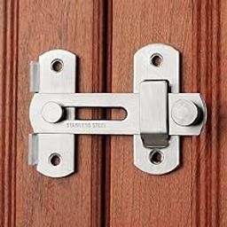 Shopping Mart Sliding Barn Door Lock, Stainless Steel Gate Latch for Outdoor Fence, Barn Door Latch Door Latches Hardware for Cabinet,Outdoor, Garage, Garden, Closet Door (1 pcs) (Silver Color)-image-34