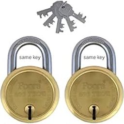Foora 400 Thou,Same Key Lock,Double Locking, Hardened Shackle,Gold Padlock,Finish, Size 65mm, 2 Lock,Open,Single Key-picture-4