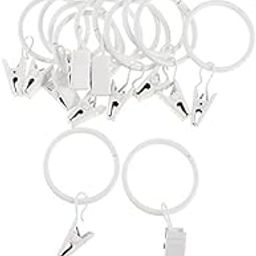 4x12 Pieces Metal Curtains Drapery Rings with Clips White Porcelain 25mm-image-24