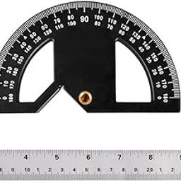 HEAVENGLOW Metal Protractor Measure Layout Tool Woodworking Ruler for Engineer Drawing 12inch-image-2
