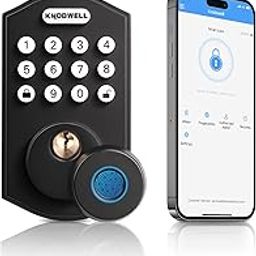 KNOBWELL Keyless Entry Door Lock, 4 in 1 Smart Fingerprint Door Lock, Keypad Deadbolt with 2 Keys, Electronic Door Deadbolt Lock, One Touch Lock/Unlock, Auto-Lock, One Time Code-image-1