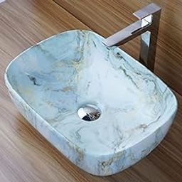 HISRE Table Top Wash Basin For Bathroom | Over Counter Top Wash Basin For Living Room | Washbasin Countertop | Tabletop Ceramic Bathroom Kitchen Sink (45 x 33 x 13 CM) (White - SKTP1048)-picture-21