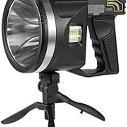 Rechargeable Spotlight, 90000 Lumens Handheld Hunting Flashlight Led Spot Light with COB Light and Solar Panels, Lightweight and Super Bright for Hunting Boating Camping-picture-15