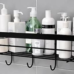 EZYKAY Bathroom Organizer Without Drill/GI Steel Self Adhesive Bathroom Shelf for Wall with Magic Stickers - Pack of 1 (Black, CED Powder Coated)-image-58