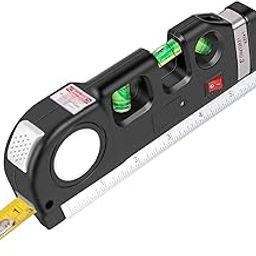 Level laser measuring tape with Ruler, Multipurpose 3 mode Laser with 8-foot tape, Bubbles Vertical Horizontal Aligner Leveler Tool-0