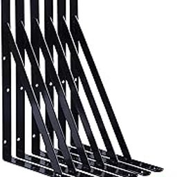 NEODROP 6-Pack 14 Inch Heavy Duty Shelf Brackets, Large Wall Bracket for Floating Shelves, 90 Degree Triangle Large L Bracket, Black Powder-Coated Steel-21