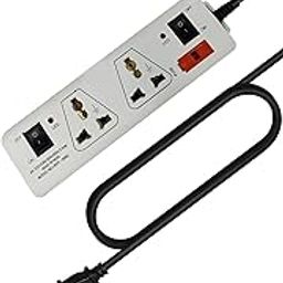 Catchex US 2 Pin Plug Top Power Strip with 2 Universal Outlets, 1.8m Cord Length, LED Indicator, Travel Size Extension Board, White-21