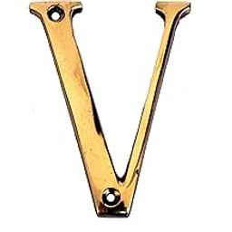 eSplanade - Brass House Hotel Door Name Alphabets - Wall Door Plaque Letter Alphabet - 3" Inches - Golden ("V" Alphabet)-image-8