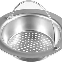 SYGA Stainless Steel Sink Strainer Basket with Handle 11cm/4.33inch Large Wide Rim Anti Clogging Mesh Drain Filter Vegetable Hair Catcher Drain Cover for Most Bathroom Kitchen Home Sinks Drain-Silver-image-45