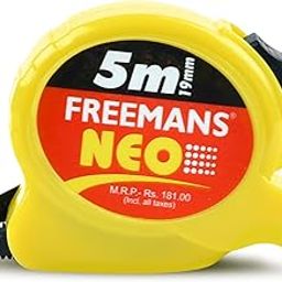 FREEMANS NEO 5m:19mm Steel Inchi Pocket Measuring Tape with Unbreakable ABS Case, Click-Action Front Lock, Finger Stop Protection, Hand Strap and Belt Clip-image-6