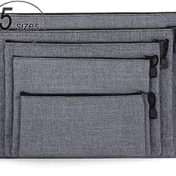 ADVcer 5 Pack Canvas Zipper Tool Bag Set - 5 Sizes B4 A4 B5 A5 B6, Heavy Duty Waterproof Multipurpose Utility Multi Tool Storage Pouch Case for Organizing & Sorting Household Tools, Spare Parts (Gray)-0