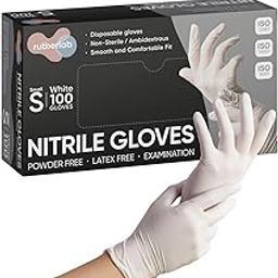 Rubberlab Nitrile Disposable Gloves, Food Grade Gloves, Powder Free, Latex Free, 100pcs, Small(S) Size, White-image-87