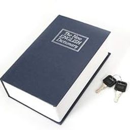 Book Safe Dictionary Style Iron Locker Money Storage Box with Lock Safe Deposit Home Mini Cash Jewelry Security (24 x 15.5 x 5.5 cm, Multicolour)-picture-16