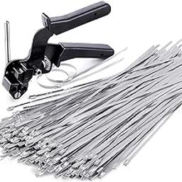 Sinlon Stainless Steel Cable Tie Gun, Special Tool For Fastening And Cutting Metal Cable Ties, With 150pcs 11.8in Uv Resistant Stainless Steel Cable Ties For Fence Exhaust Pipe Outdoor.-image-63
