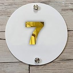 Room Number Plate No 7 | White Acrylic Number Plate Fixed On PVC Sticker with Double Side Tape On Backside-image-72