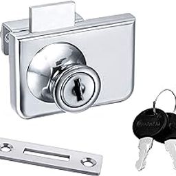 VICTAC Glass Cabinet Showcase - Double Glass Door Lock Chrome Plated Display Cabinet Lock - No Drilling Required - Pack of 1-image-10