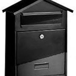 INDIAN DECOR. Metal House Shaped Letter Box (Black)-24