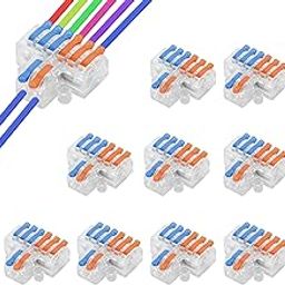 TecoKart® 10 Pcs Lever Wire Connectors (2 In 6 Out), Quick Wiring Cable Connector, Push-in Electrical Wire Connector Jointer, Compact Electrical Connectors for 28–12 AWG Solid/Flexible Wires-12