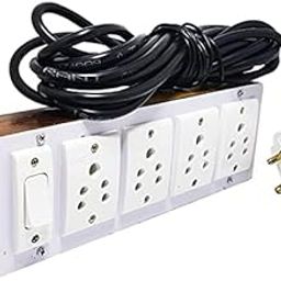 Ramview Portable Wooden Switch Board Electric Spy Guard Extension Board 1- Switch, 4- Plug, 2 Meter Wire with 1 Atteched 3 Pin Power Plug (2 Cord Wire) (Wire 2 MTR)-picture-20